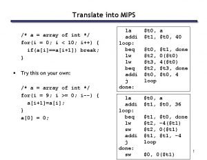 Translate into MIPS a array of int fori