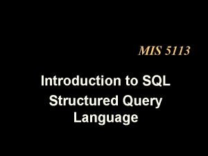 Sql in mis