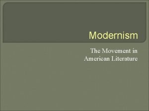 Modernism in american literature