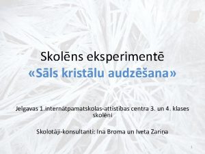 Skolns eksperiment Sls kristlu audzana Jelgavas 1 interntpamatskolasattstbas