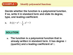 Identify polynomial function
