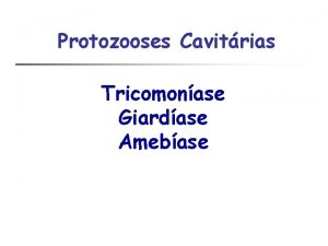 Protozooses Cavitrias Tricomonase Giardase Amebase Protozooses Cavitrias Tricomonase