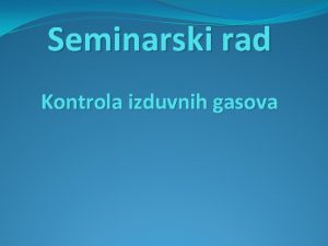 Kontrola izduvnih gasova Kontrola izduvnih gasova