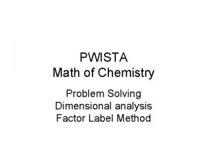 Dimensional analysis definition chemistry