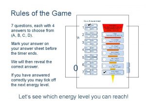 Rules of the game questions and answers