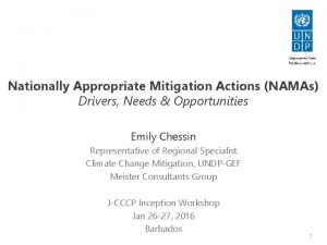 Nationally Appropriate Mitigation Actions NAMAs Drivers Needs Opportunities