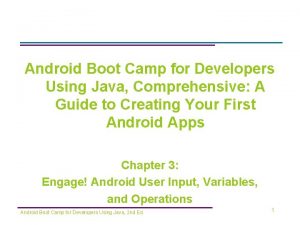Android boot camp for developers using java