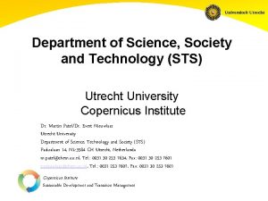 Department of Science Society and Technology STS Utrecht