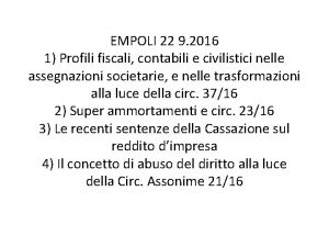 EMPOLI 22 9 2016 1 Profili fiscali contabili