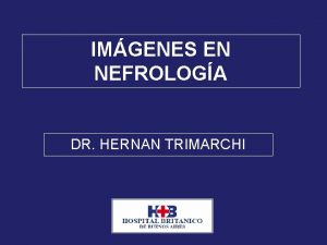 IMGENES EN NEFROLOGA DR HERNAN TRIMARCHI GENERALIDADES ESTUDIOS