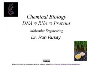 Chemical Biology DNA RNA Proteins Molecular Engineering Dr