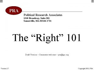 PRA Political Research Associates 1310 Broadway Suite 201
