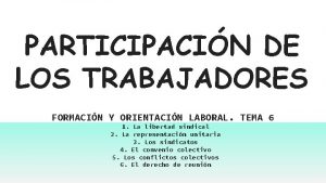 PARTICIPACIN DE LOS TRABAJADORES FORMACIN Y ORIENTACIN LABORAL