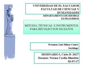 UNIVERSIDAD DE EL SALVADOR FACULTAD DE CIENCIAS Y