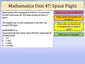 Mathematics Unit 47 Space Flight Space station Mir