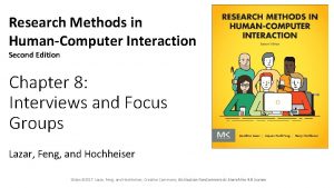 Research Methods in HumanComputer Interaction Second Edition Chapter