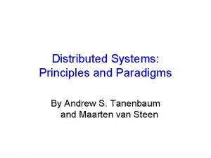 Distributed systems principles and paradigms