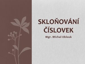 SKLOOVN SLOVEK Mgr Michal Oblouk SKLOOVN slovky se