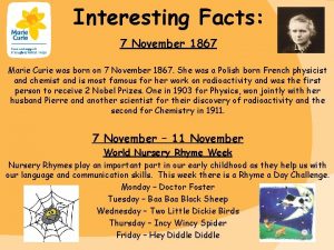 Marie curie fun facts