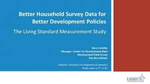 Better Household Survey Data for Better Development Policies