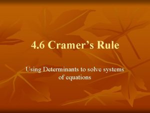 Cramer rule
