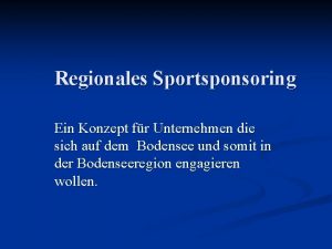 Regionales Sportsponsoring Ein Konzept fr Unternehmen die sich