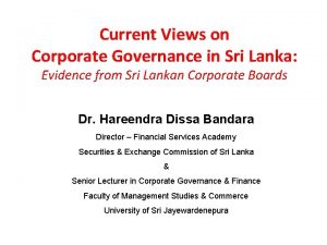 Corporate governance in sri lanka