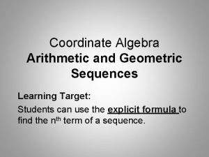 Geometric and arithmetic sequences formulas