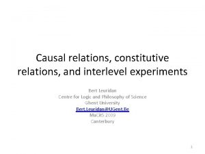 Causal relations constitutive relations and interlevel experiments Bert