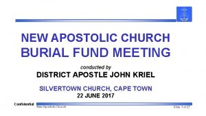 New apostolic church burial fund