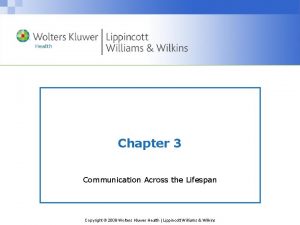 Chapter 3 Communication Across the Lifespan Copyright 2009