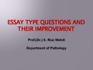 Structured essay type questions