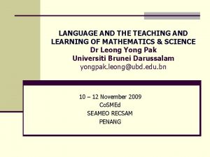 LANGUAGE AND THE TEACHING AND LEARNING OF MATHEMATICS