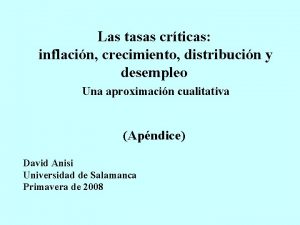 Las tasas crticas inflacin crecimiento distribucin y desempleo