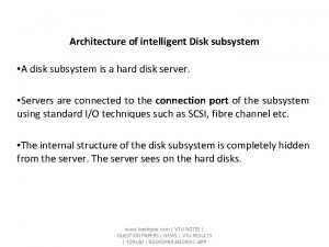 Architecture of intelligent Disk subsystem A disk subsystem Architecture of intelligent Disk subsystem A disk subsystem