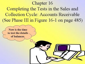 Chapter 16 Completing the Tests in the Sales