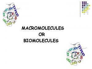MACROMOLECULES OR BIOMOLECULES 4 Groups of Biomolecules Carbohydrates