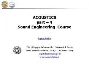 ACOUSTICS part 4 Sound Engineering Course Angelo Farina