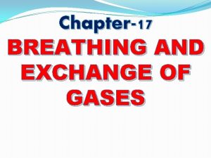 Chapter17 BREATHING AND EXCHANGE OF GASES Respiration involves