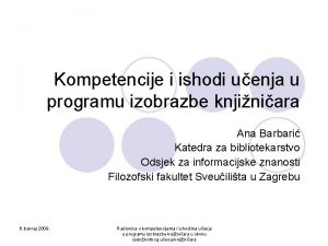 Vrste kompetencija Vrste kompetencija
