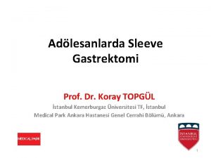 Adlesanlarda Sleeve Gastrektomi Prof Dr Koray TOPGL stanbul