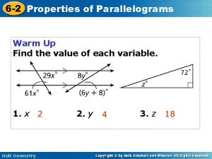 Lesson 2 properties of parallelograms