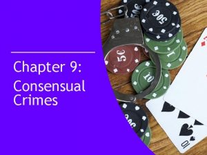 Chapter 9 Consensual Crimes Chapter Outline Introduction Overview