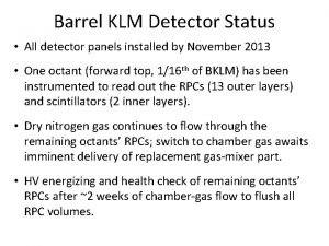 Barrel KLM Detector Status All detector panels installed