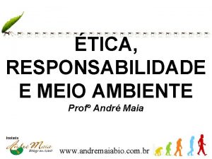 TICA RESPONSABILIDADE E MEIO AMBIENTE Prof Andr Maia