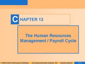 C HAPTER 13 The Human Resources Management Payroll