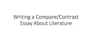 How to write compare and contrast essay