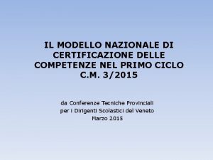 Modello nazionale di certificazione delle competenze