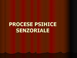 PROCESE PSIHICE SENZORIALE PROCESELE PSIHICE PROCESE SENZORIALE l