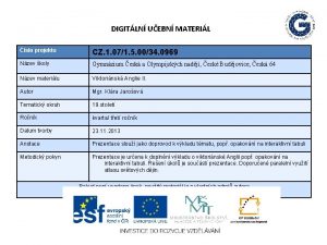 DIGITLN UEBN MATERIL slo projektu CZ 1 071